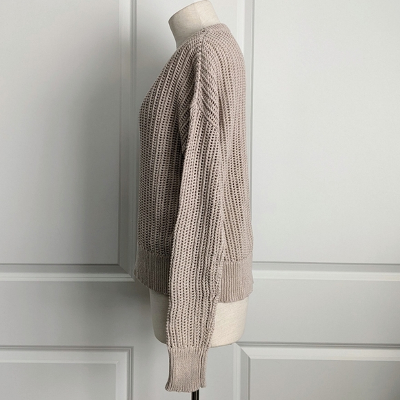 Theory Sweater Open Knit Semi-Sheer Crew Neck Boxy Pullover Oatmeal M NWT - Picture 8 of 11